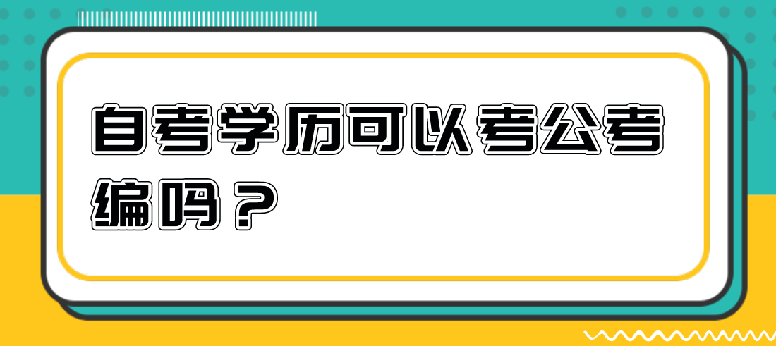 自考學歷可以考公考編嗎?